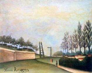 Uitzicht op de vestingwerken links van de poort van Vanves