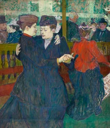 Bij de Moulin Rouge Twee Vrouwen aan het Walsen