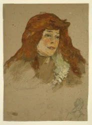 Mme Lili Grenier (recto); Landschap met kerk (verso)