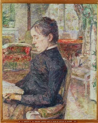 Gravin Alphonse de Toulouse-Lautrec, de moeder van de schilder, in de salon van het Chateau de Malrome
