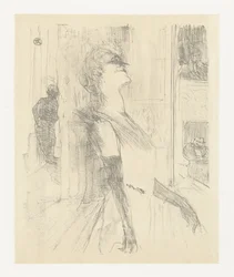 Portret van actrice Yvette Guilbert tijdens optreden