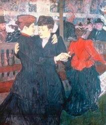 In de Moulin-Rouge. De twee danseressen