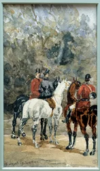 Ontmoeting van jagers te paard
