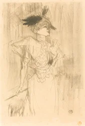 Mlle. Marcelle Lender, staand, 1895