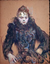 Portret van een vrouw in de zwarte boa