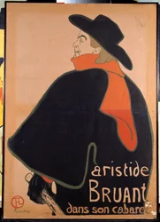 Poster met Aristide Bruant in zijn cabaret