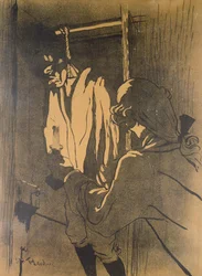 De Ophanging, een poster die een episode van de Calas-affaire illustreert volgens de roman van A. Siegel, 