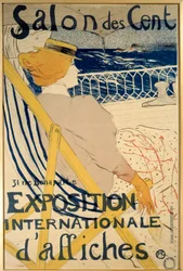 De passagierster van de 54, tocht per jacht. Affiche voor de Salon des Cent, Rue Bonaparte 31 in Parijs (internationale affichetentoonstelling)