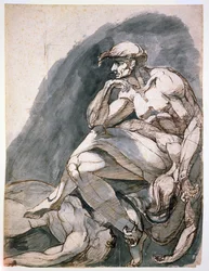 Man met twee dode vrouwen, c.1772 (pen en bruine inkt met grijs gewassen op papier)