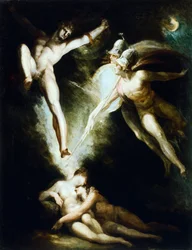 Satan geraakt door Ithuriels zwaard door Johann Heinrich Fussli