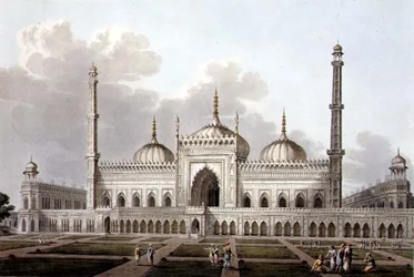 Moskee in Lucknow, plaat VI, gegraveerd door L. Hill