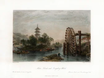 Meloeneilanden en irrigatiewiel, China