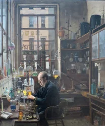 In het laboratorium door Henry Alexander, ca 1885-87