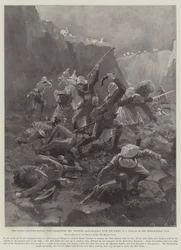 De opstand aan de Indiase grens, de mannen van Dorset vechten hand in hand met de vijand in een Nullah op de Tseri-Kandao-pas