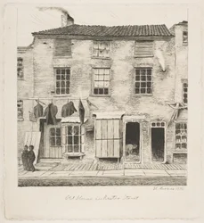 Oud huis in Rector Street, uit „Taferelen uit het oude New York“