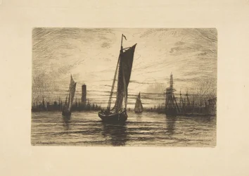 Zonsondergang aan de East River, 1879