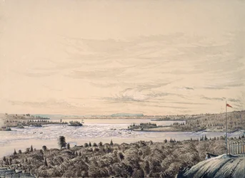 Sault de Ste. Marie tussen de meren Huron en Superior, 1842
