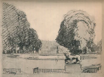 In een melancholische stemming van oude geknipte bomen
