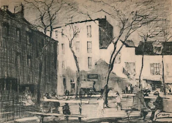 La Place Du Tertre Een onaangetast dorpsplein, c1927