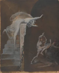 Ariadne die de Strijd van Theseus met de Minotaurus Bekijkt