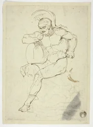 Zittende krijger (recto); stappend krijger (verso)