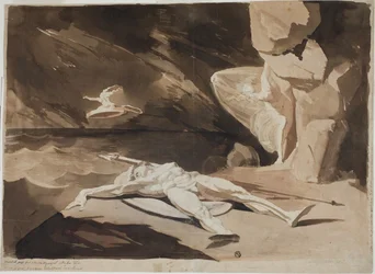 Thetis rouwt om het lichaam van Achilles