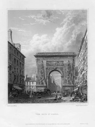 De Porte Saint-Denis, Parijs, Frankrijk, 1820