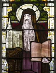 Cambridge, Trinity College, Heaton Butler & Bayne, Henry Holiday, Hieronymus, 1870, aangepast van Carl Almquist