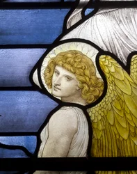 Wolsingham, St Mary & St Stephen, James Powell & Sons, Henry Holiday, Jacobs Ladder, Engel (detail), 1881