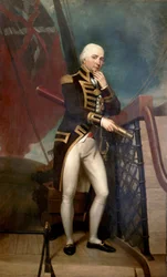 Portret van viceadmiraal Cuthbert Collingwood, tweede in bevel bij Horatio Nelson bij de Slag bij Trafalgar