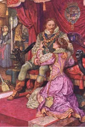 Amy onderzoekt de bevelen van de graaf van Leicester, illustratie uit Kenilworth, ca. 1910