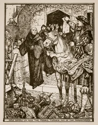 Hoe Hendrik VIII de monniken uit de kloosters zette, illustratie uit 