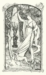 Zij Besteedde de Hele Dag bij de Fontein (gravure)