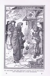 Sint Elizabeth en haar kinderen, uit het kasteel gezet en verwelkomd door de arme herbergier, 1912