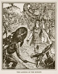 De landing van de Romeinen, illustratie uit 