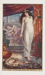 De prinses en de slang, illustratie uit The Brown Fairy Book door Andrew Laing