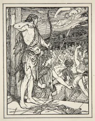 Ulysses schiet de eerste pijl op de vrijers, uit 