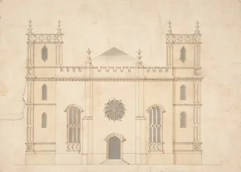 Gevel van een gotische revival kerk, 1745-76