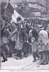 Een Berlijnse Parijzenaar menigte verklaart de oorlog