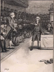 Scène in het Lagerhuis: breuk tussen Burke en Fox AD 1791