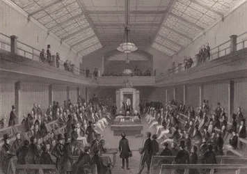 De Spreker berispt een persoon aan de bar in het Lagerhuis, Westminster, Londen