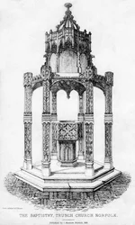Het doopvont, Trunch Kerk, Norfolk, 1855