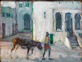 Straatbeeld, Tanger (Man leidt kalf)