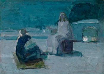 Studie voor Christus en Nicodemus op een dak, ca. 1923