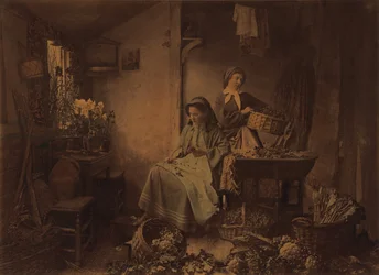 [Lentebloemen klaarmaken voor de markt].