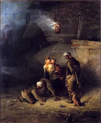 Mijnwerkers spelen quoits