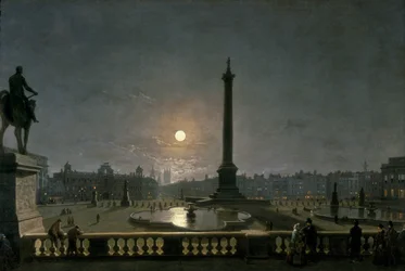 Trafalgar Square bij maanlicht