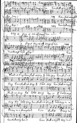 Handschrift van de partituur voor Psalm 137 Hoe zullen we het lied van de Heer zingen in een vreemd land, voor 1683