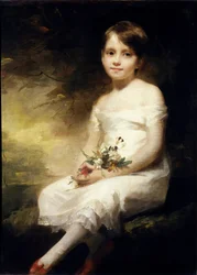 Portret van Nancy Graham of een klein meisje met bloemen, schilderij van Henry Raeburn (1756-1823), 19e eeuw, 0,91 x 0,71 m, Parijs, Musée du Louvre.