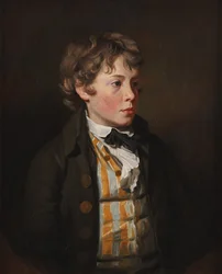 Portret van een jongen in een gestreept vest